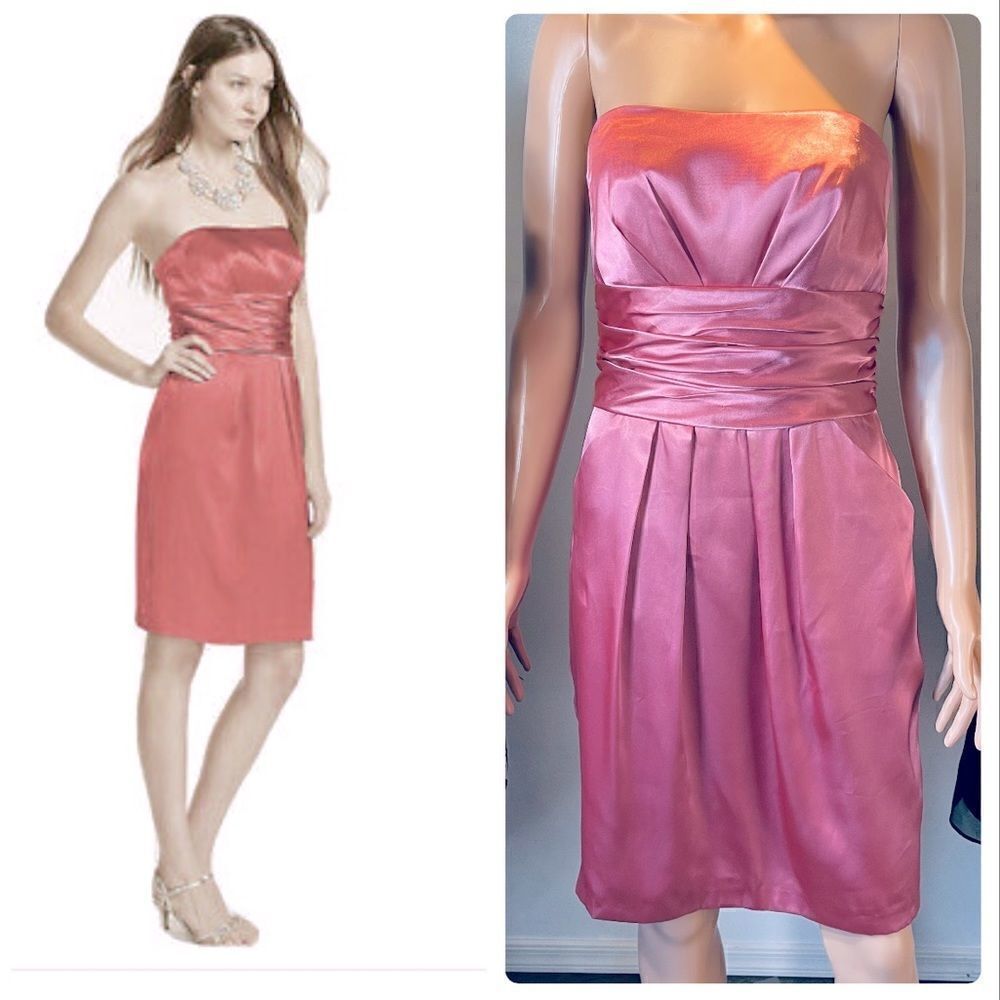 David’s Bridal Short Charmeuse Ruched Dress Size 6